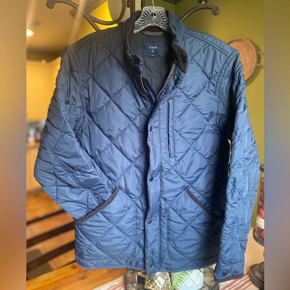 EUC J. Crew Men's Navy Sussex Quilted Jacket with PrimaLoft